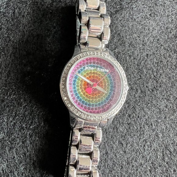 Betsey Johnson Vintage Rainbow Pave Rhinestones Watch - Picture 4 of 4